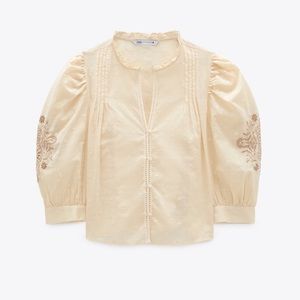 ZARA BLOUSE WITH EMBROIDERED SLEEVES